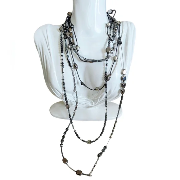 Silpada Sterling Silver Multistrand Hematite Seed Bead Dewdrops Necklace N2097 - Picture 1 of 15